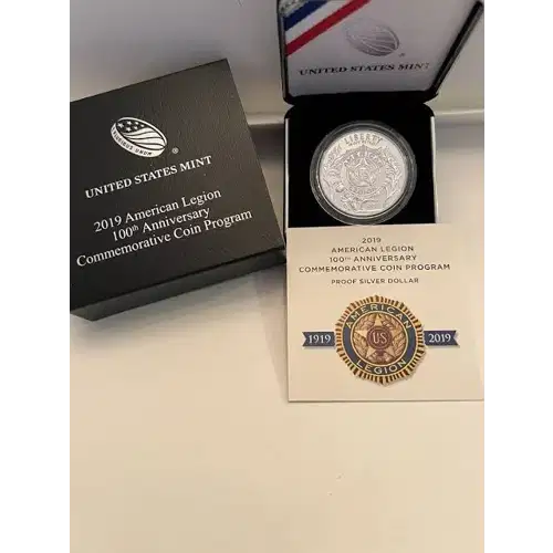 2019 American Legion 100th Anniversary Proof Dollar US Mint OGP Box & COA